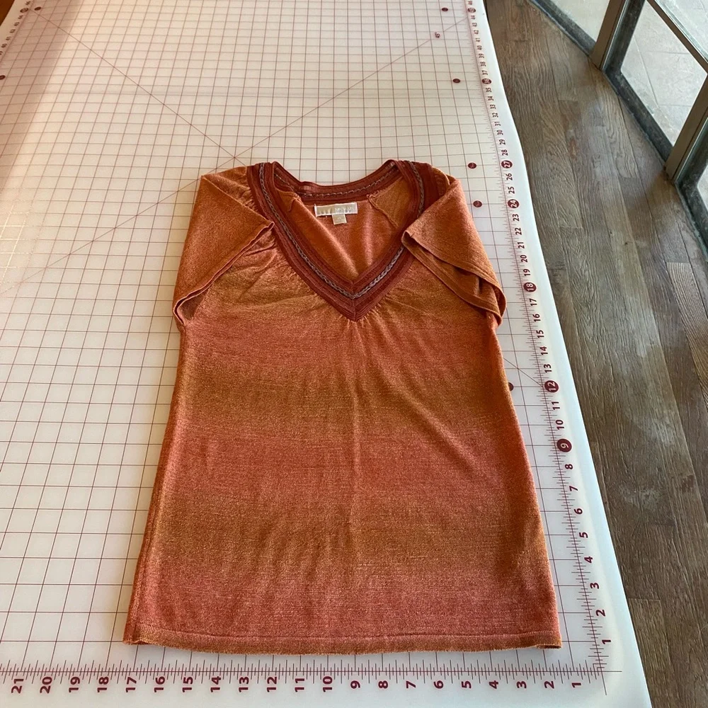 Michael Kors beautiful boho orange sunset blouse summer top size XS